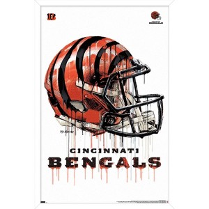 Trends International NFL Cincinnati Bengals - Drip Helmet 20 Framed Wall Poster Prints - 1 of 4