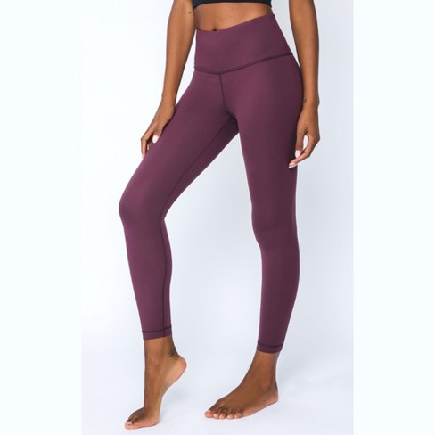 Yogalicious High Rise Squat Proof Criss Cross Ankle Leggings - Mauve Wine -  Medium : Target