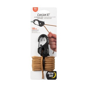 Nite Ize CamJam XT Aluminum Rope Tightener - Versatile Tie Down Cam Mechanism with Carabiner Clip - Secure Hiking Gear Essential - Black/Coyote - 1 of 4