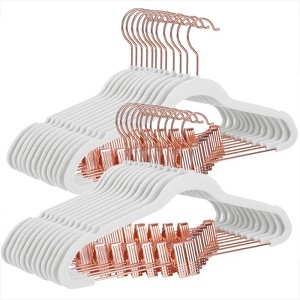 24-Pack Velvet Hangers with Rose Gold Clips, 16.7 Inch Non-Slip Space Saving Hangers for Pants, Skirts, Dresses - 1 of 4