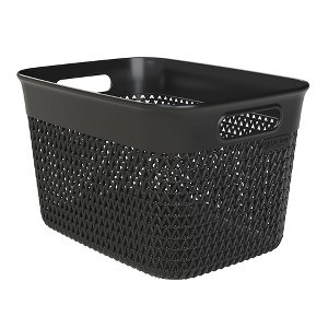 Life Story 16 Quart Decorative Storage Basket, Large Plastic Home Organizer, Lightweight Versatile Tub with Built-In Handles, Black - 1 of 3