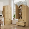 Garvee Tall Storage Cabinet, Farmhouse Large Wood Arched Kitchen Pantry, Bookcase with Doors & 2 Drawers for Dining, Office, Living Room, 72" - 3 of 4