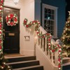 6FT Pre-Lit Christmas Garland with 20 LED Lights, Red and Yellow Floral Garland with Christmas Balls, Holiday Decor for Mantle, Stairs - 2 of 4
