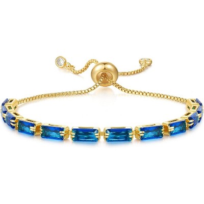 Tennis Bracelet for Women, 14K Gold Plated Cubic Zirconia Adjustable Slider Bracelets Trendy Jewelry Gift