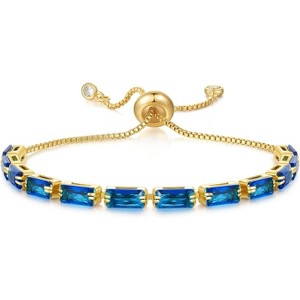 Tennis Bracelet for Women, 14K Gold Plated Cubic Zirconia Adjustable Slider Bracelets Trendy Jewelry Gift - 1 of 4