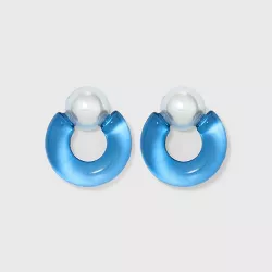 Pearl Post Hoop Earrings - A New Day™ Blue