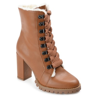 Journee Collection Womens Fauna Tru Comfort Foam Inside Zip Block Heel Booties Tan 9.5