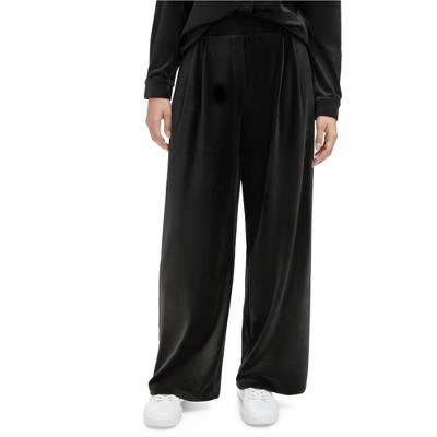 Calvin Klein Womens Pleated Front Velour Relaxed Lounge Casual Pants