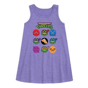 Girls' - Teenage Mutant Ninja Turtles - Turtles Character Grid Graphic Sleeveless Aline Dress - 1 of 3