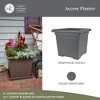 The HC Companies 15.5" Accent Square Plant Pot w/ Drainage, Classic Planters for Indoor & Outdoors Plants, Lightweight & Resists Sun Fading, Warm Gray - 3 of 4