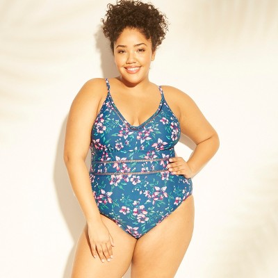 Women S Plus Size Ladder Trim One Piece Swimsuit Kona Sol 24w Target