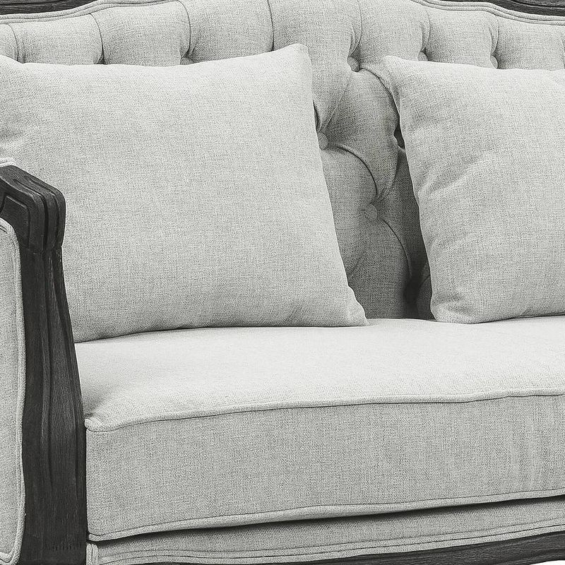 64&#34; Samael Sofa Gray Linen and Dark Brown Finish - Acme Furniture, 3 of 7
