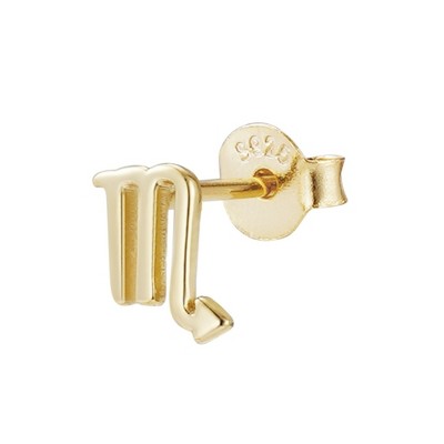 Adornia 14k Gold Vermeil .925 Sterling Silver Single Zodiac Sign Stud Earring