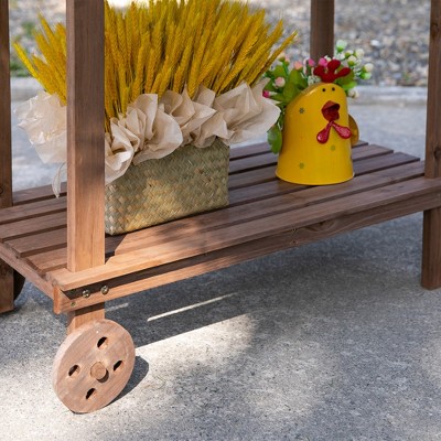 Outsunny 36'' Brown Wooden Potting Bench with Sink and Storage