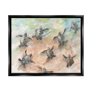 Stupell Industries Baby Sea Turtles Swimming ShoreFloater Canvas Wall Art - 1 of 4