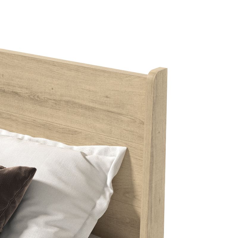Galano Abby Retro Wood Frame Platform Bed With Headboard in Amber Walnut, Oslo Oak, Walnut, 6 of 18