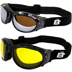 2 Pairs of Birdz Eyewear Eagle Safety Motorcycle Goggles with Brown Mirror, Yellow Lenses - 1 of 4