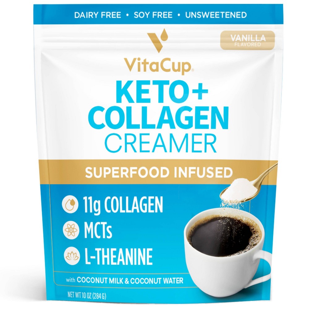 VitaCup Keto + Collagen Vanilla Coffee Creamer w/ MCT & Collagen - 20oz