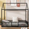 Whisen Elegant Design Metal Frame House Bed with Fence and Door - 3 of 4