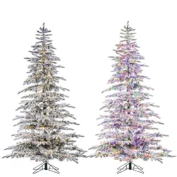 7.5ft Sterling Tree Company Full Flocked Mountain LED Pre-Lit Pine Artificial Christmas Tree