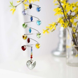 Woodstock Crystal Suncatchers, Crystal Spiral Rainbow Hearts, Crystal Wind Chimes For Inside, Office, Kitchen, Living Room Decor, 9"L - 1 of 4