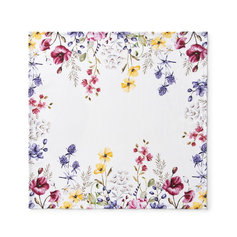 Poppy Wildflower Bordered Napkin Set of 4 - Multicolor - 17x17 - Elrene Home Fashions, 3 of 6