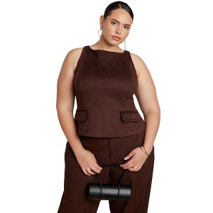 ELOQUII Faux Suede Flap Top - 1 of 4