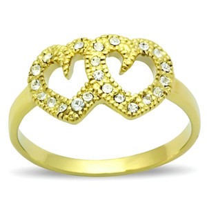 Slickblue Women's IP Gold Stainless Steel Ring, Clear Synthetic Crystal Accent, Heart-Inspired Band, Size 5-10 - 1 of 4