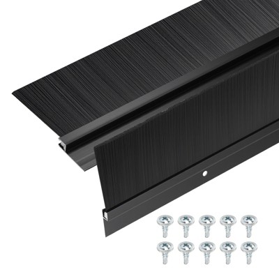 Unique Bargains Aluminum Nylon Door Brush Bottom Sweeps 35.46" x 3.46" Black 2 Pcs