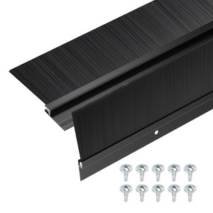 Unique Bargains Aluminum Nylon Door Brush Bottom Sweeps 35.46" x 3.46" Black 2 Pcs - 1 of 4
