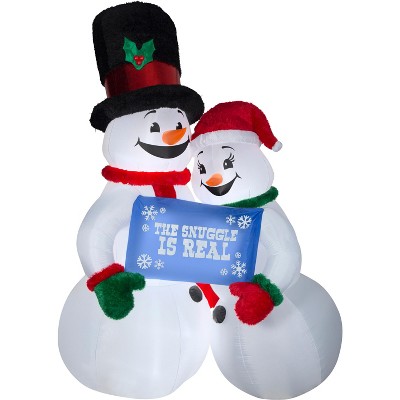 Gemmy Christmas Airblown Inflatable Mixed Media Snow Couple Giant, 10 ft Tall, Multicolored