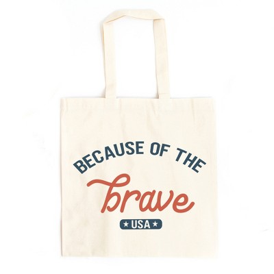 City Creek Prints Brave USA Canvas Tote Bag - 15x16 - Natural