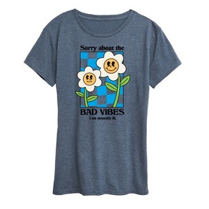 Women's - Instant Message - Sorry About Bad Vibes Short Sleeve Graphic T-Shirt - 1 of 4