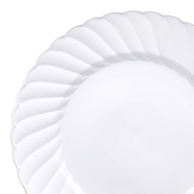 Smarty Had A Party 9" White Flair Plastic Buffet Plates - 180 pcs