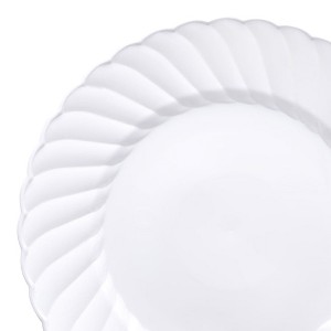 Smarty Had A Party 9" White Flair Plastic Buffet Plates - 180 pcs - 1 of 4