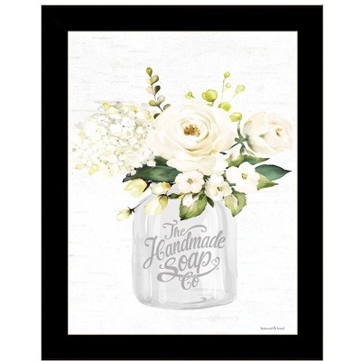 HomeRoots Bathroom Flower Ja Black Framed Print Bathroom Wall Art