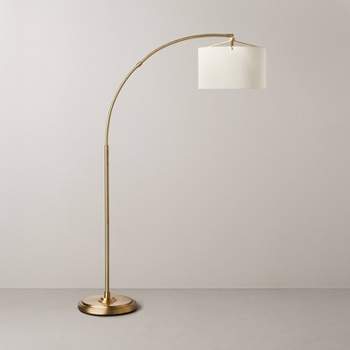 Arched Brass Floor Lamp with Textured Drum Shade - Hearth & Hand™ with Magnolia