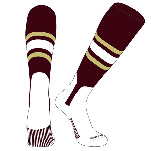 PEAR SOX OTC Baseball Softball Stirrup Socks (B, 7in) Maroon, Vegas Gold, White (M) - 1 of 3