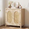 Jojoka Natural Wood Coffee Bar Cupboard Console Table with Doors and Shelves - 2 of 4