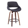 Set of 2 Fabrico Counter Height Barstools Walnut/Charcoal/Black - LumiSource: Mid-Century Modern Swivel, Upholstered - 2 of 4