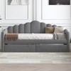Twin Size Velvet Upholstered Daybed with Trundle/2 Drawers and USB Charging Ports 4Q - ModernLuxe - 2 of 4