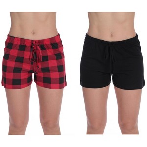 Just Love Women's Pajama Shorts - Comfortable Sleepwear (2 Pack) (Red Buffalo Plaid - Black (Pack of 2), Small) - 1 of 1