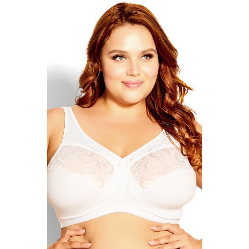 Avenue Body  Women's Plus Size Lace Soft Cup Wire Free Bra - White - 40d :  Target