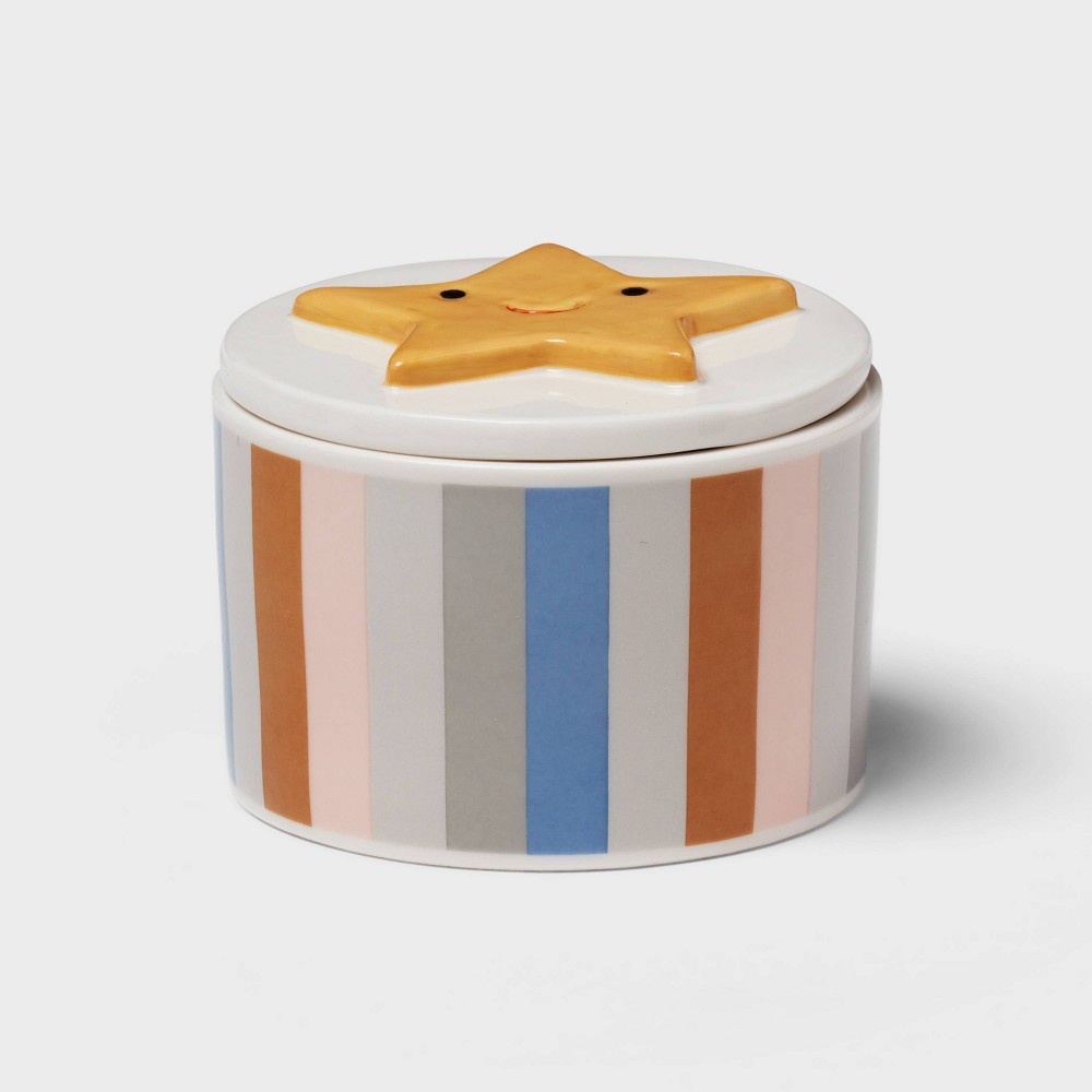 Photos - Other interior and decor Ceramic Striped Kids' Container - Pillowfort™