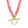 Ross-Simons 3.5-4mm Pink Coral Bead Charm-Compatible Toggle Necklace in 18kt Gold Over Sterling - 4 of 4