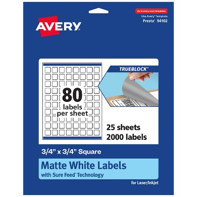 Avery Matte White Heart Labels - 2,000 Printable Labels With Sure Feed Technology
