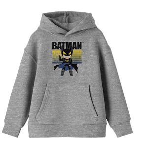 Batman Yellow Background Boy's Athletic Heather Gray Graphic Hoodie - 1 of 2