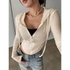 Women's Cardigan Ribbed Knit Zip-Up Crop Hoodie Long Sleeve Fitted Cropped Hooded Jacket - 4 of 4