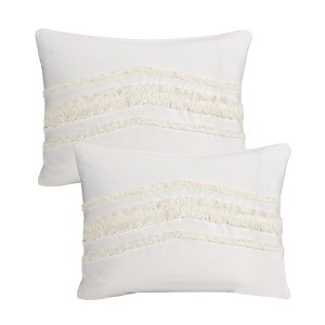 Sweet Jojo Designs Throw Pillow Covers Boho Fringe Ivory 2pc - 1 of 3