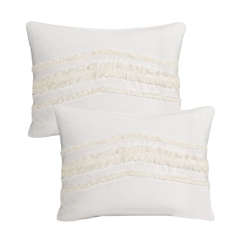 Sweet Jojo Designs Throw Pillow Covers Boho Fringe Ivory 2pc, 1 of 5